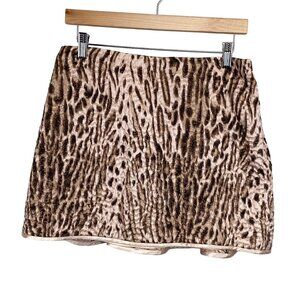 Rebecca Taylor NWT Animal Print Mini Skirt US 8 Silk Wool Blend Lined Quilted‎